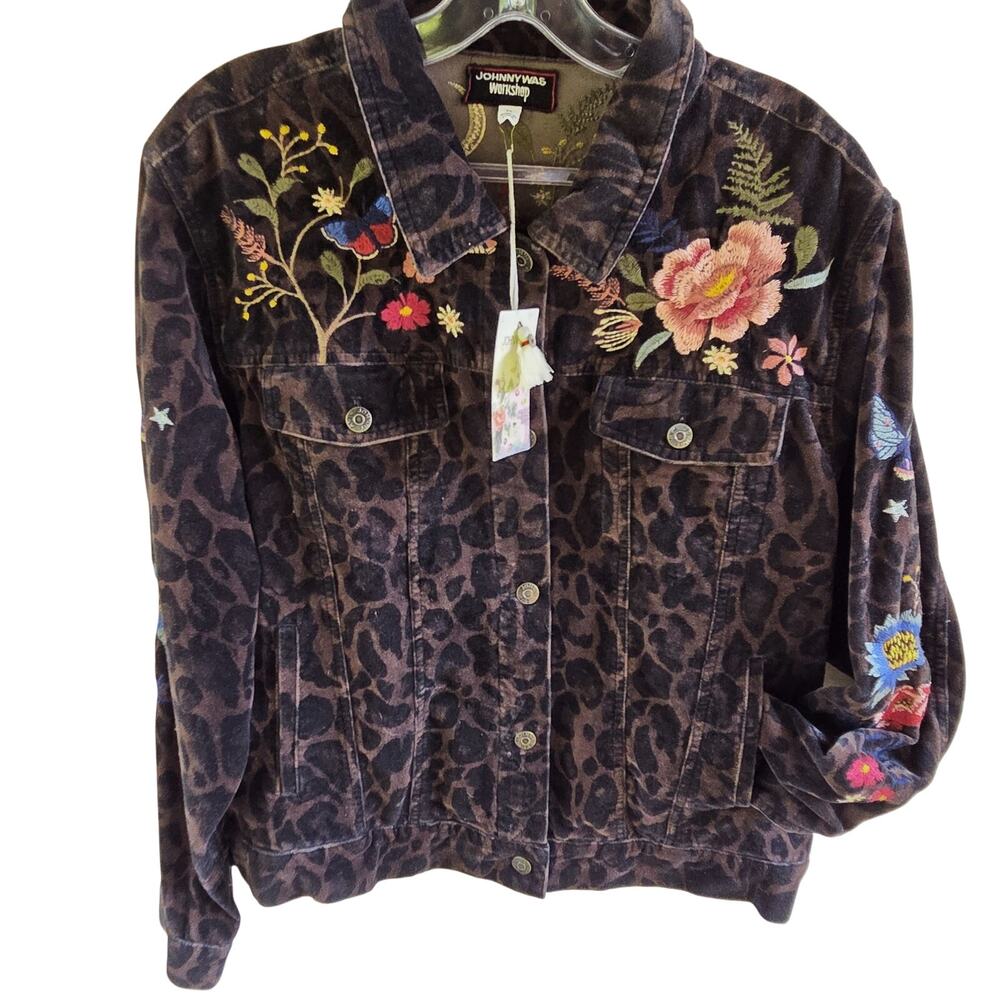 NWT Johnny Was Workshop Mandisa French Leopard Velvet Jacket XL Embroidered - Picture 3 of 15